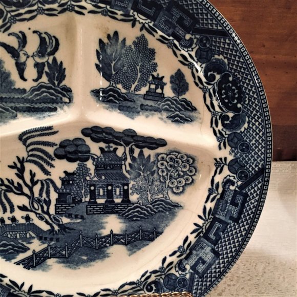 Vintage Heavy Ceramic 10" Blue Willow Grill Plate - Picture 6 of 8